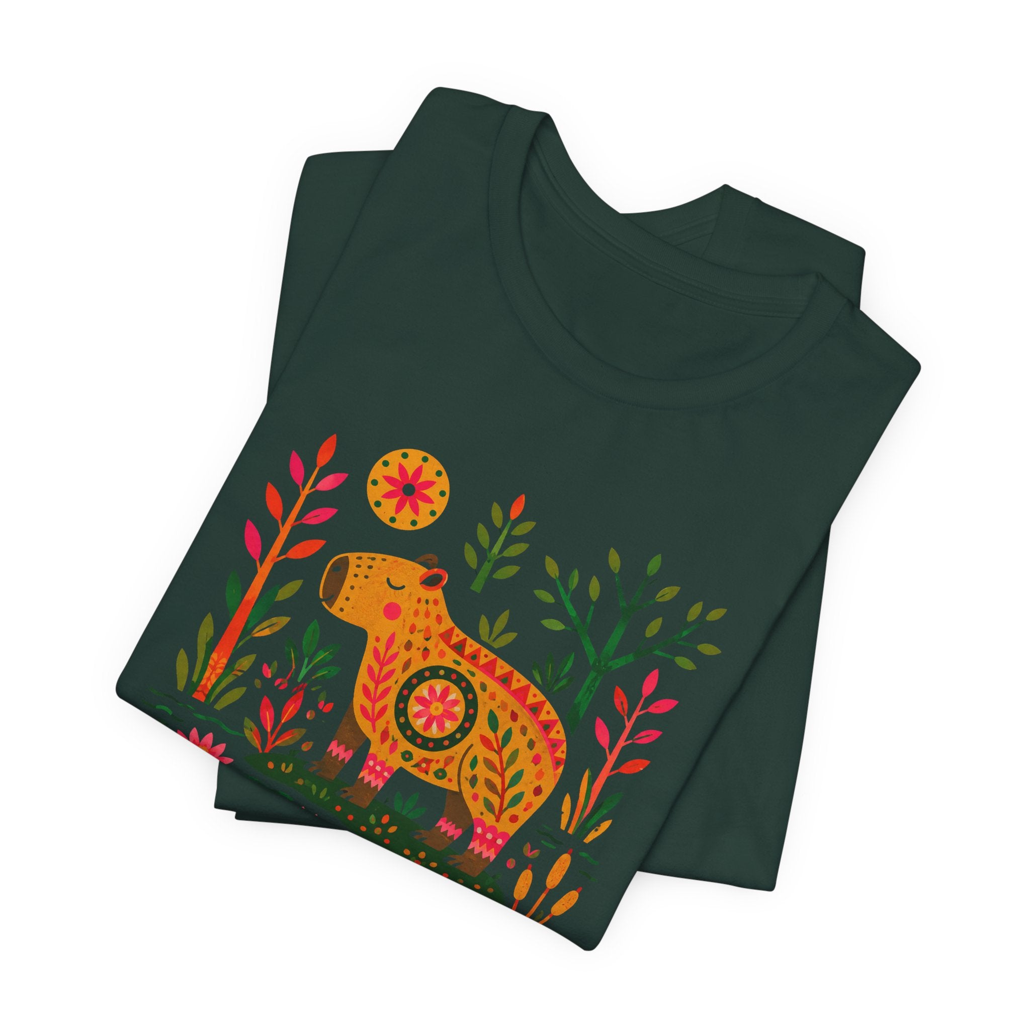 Folk Art Capybara in Bloom T-Shirt