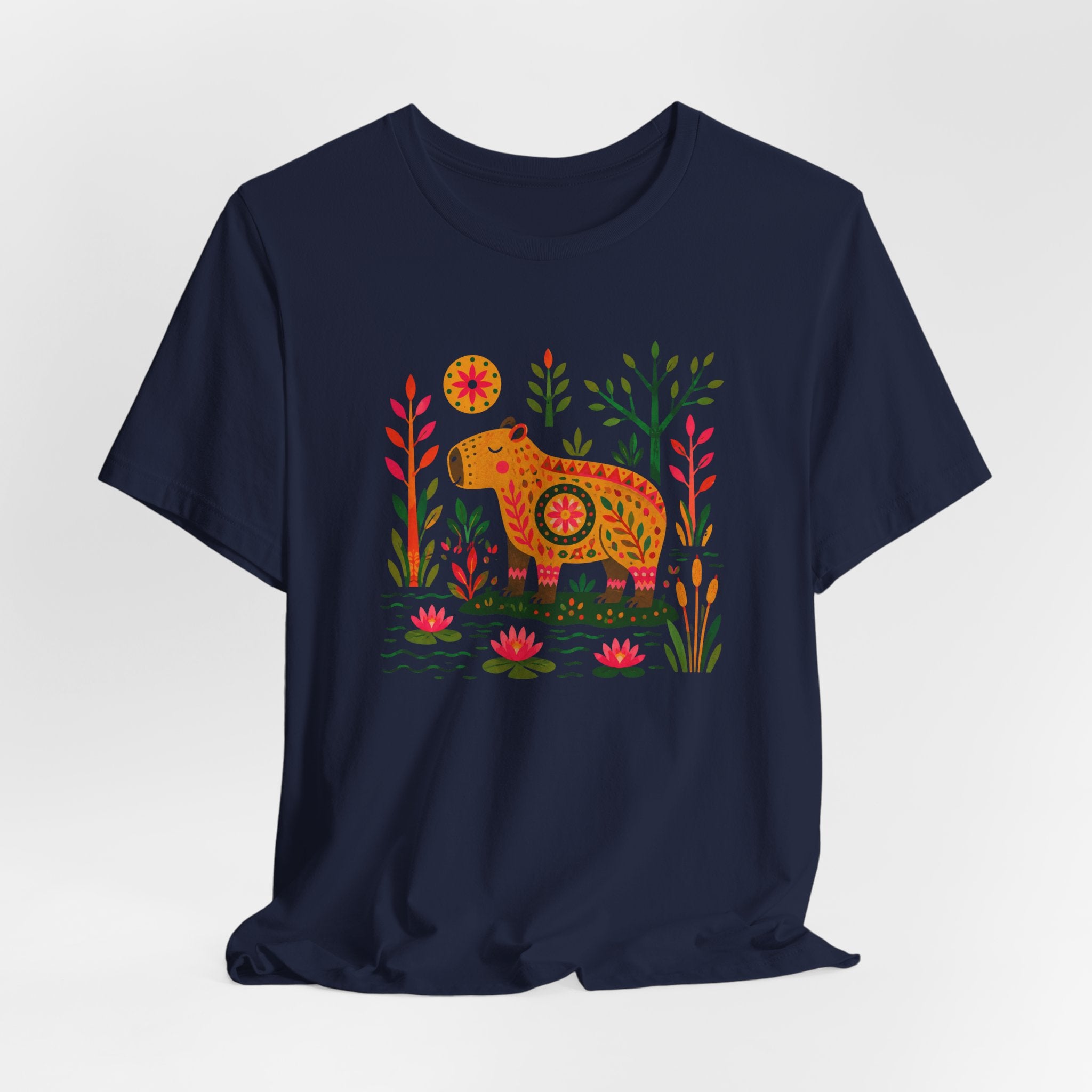 Folk Art Capybara in Bloom T-Shirt