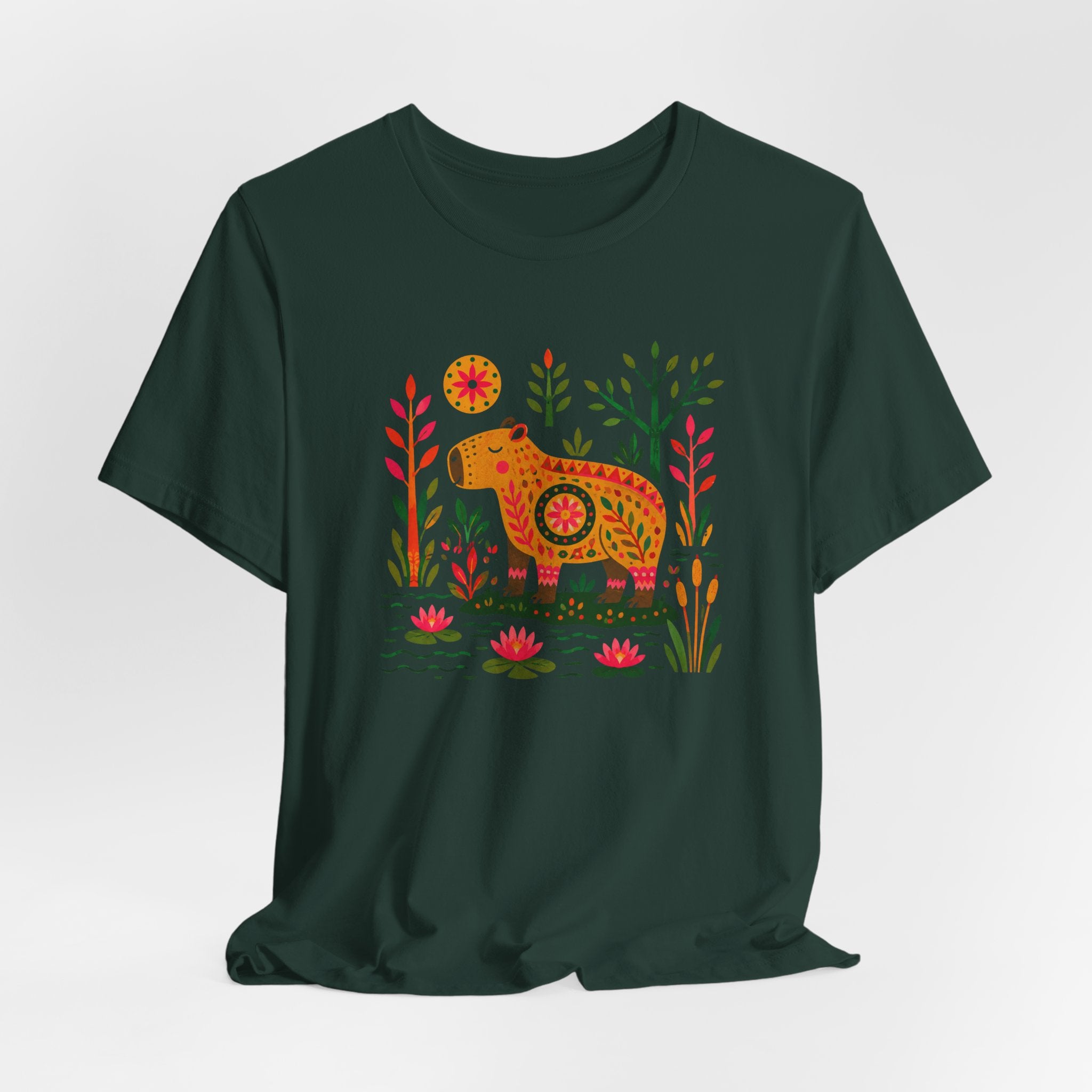 Folk Art Capybara in Bloom T-Shirt
