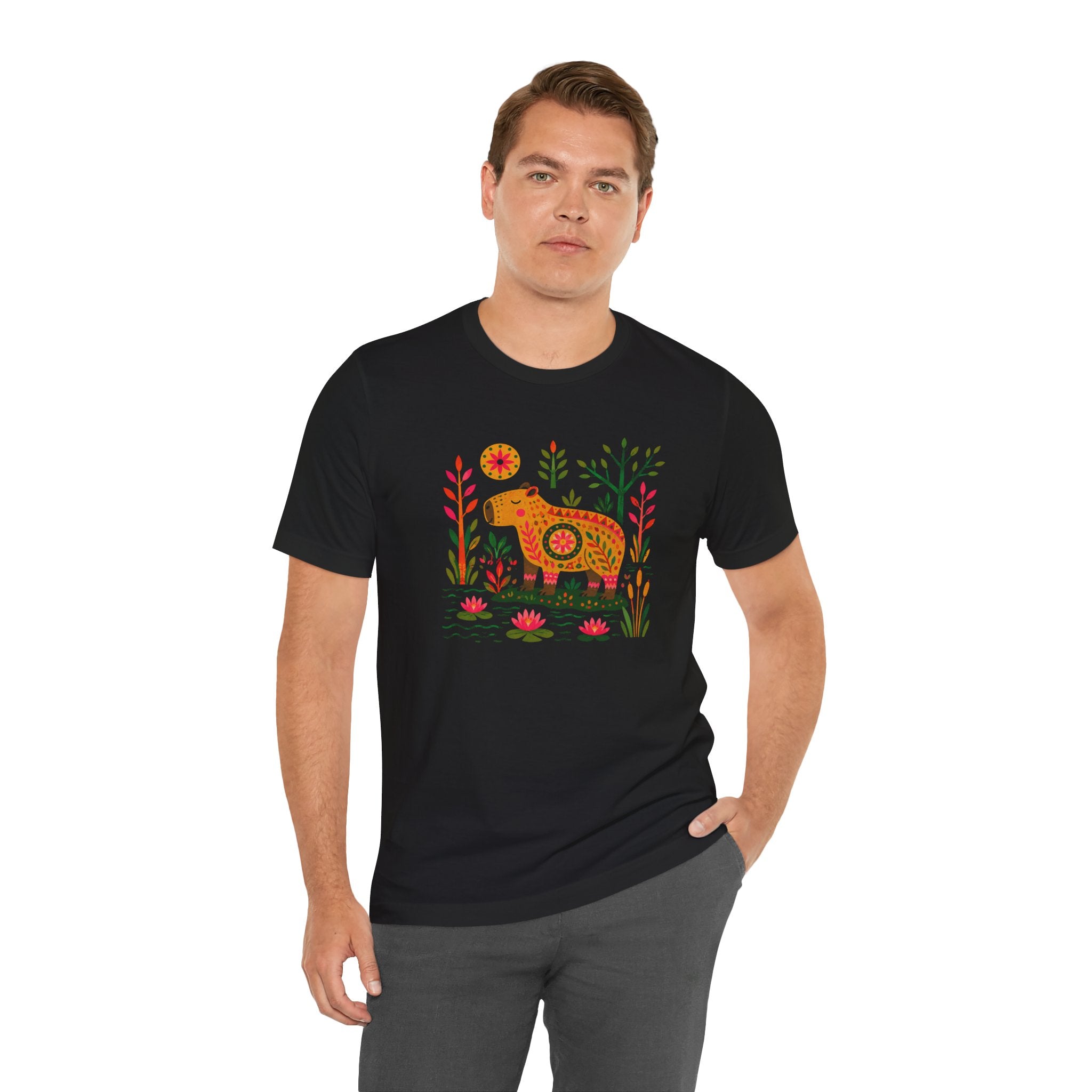 Folk Art Capybara in Bloom T-Shirt