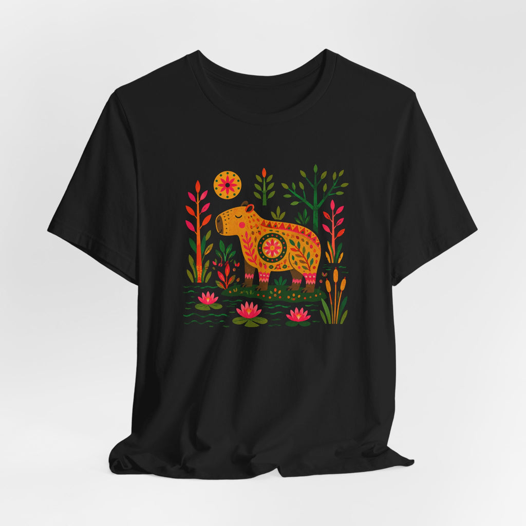 Folk Art Capybara in Bloom T-Shirt